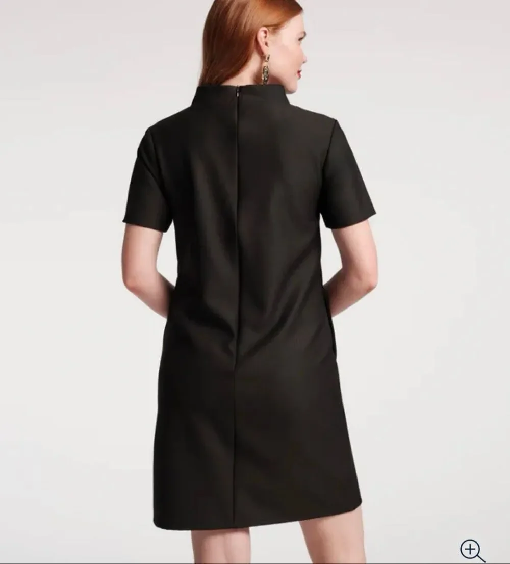 Frances Valentine Sarah Shift Dress 2X NWT Black Mod Sheath High Neck Office